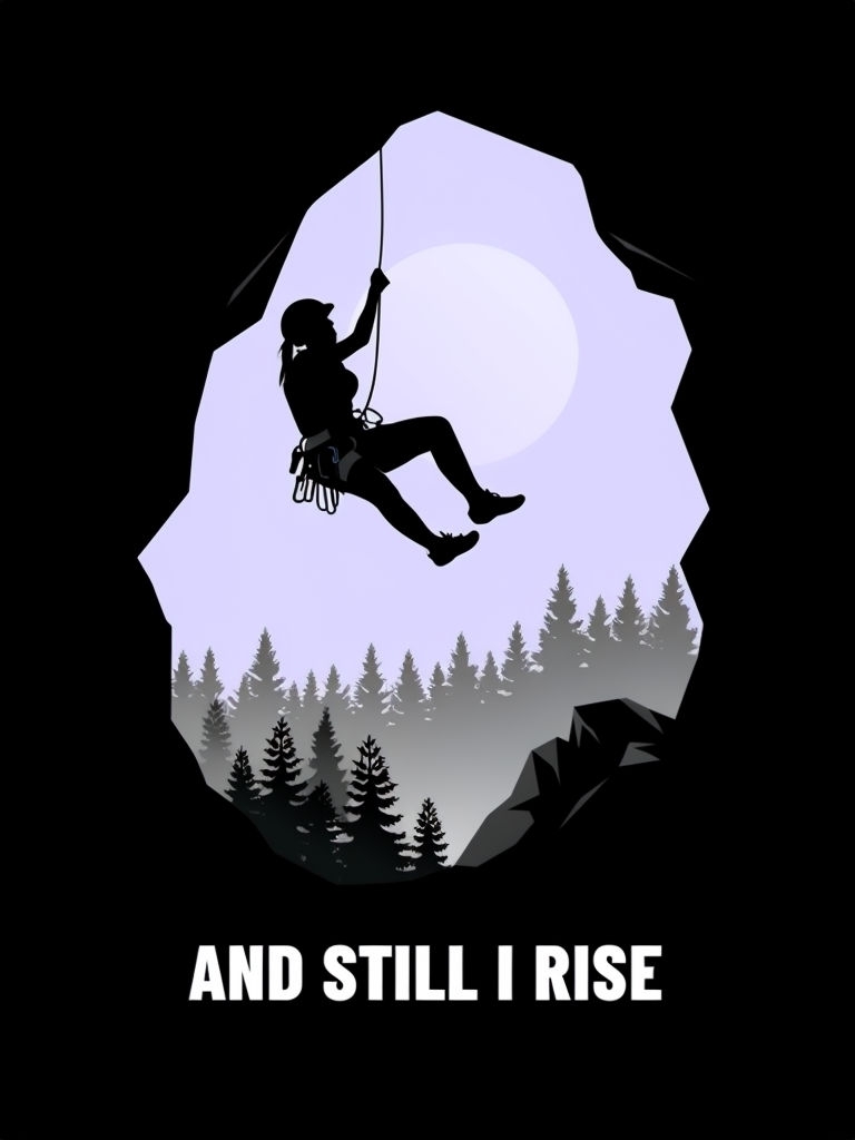 Climber Silhouette with Inspirational 'And Still I Rise' T-Shirt