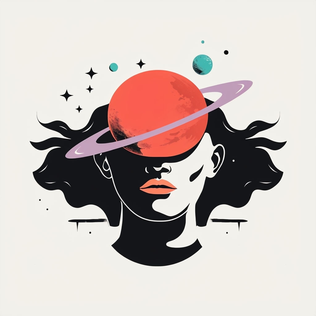Cosmic Pop Art Silhouette with Colorful Planets Sticker