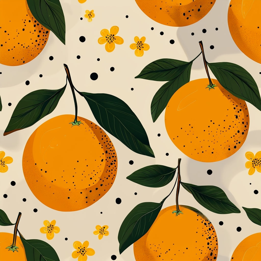 Vibrant Orange and Green Leaves Seamless Pattern Design