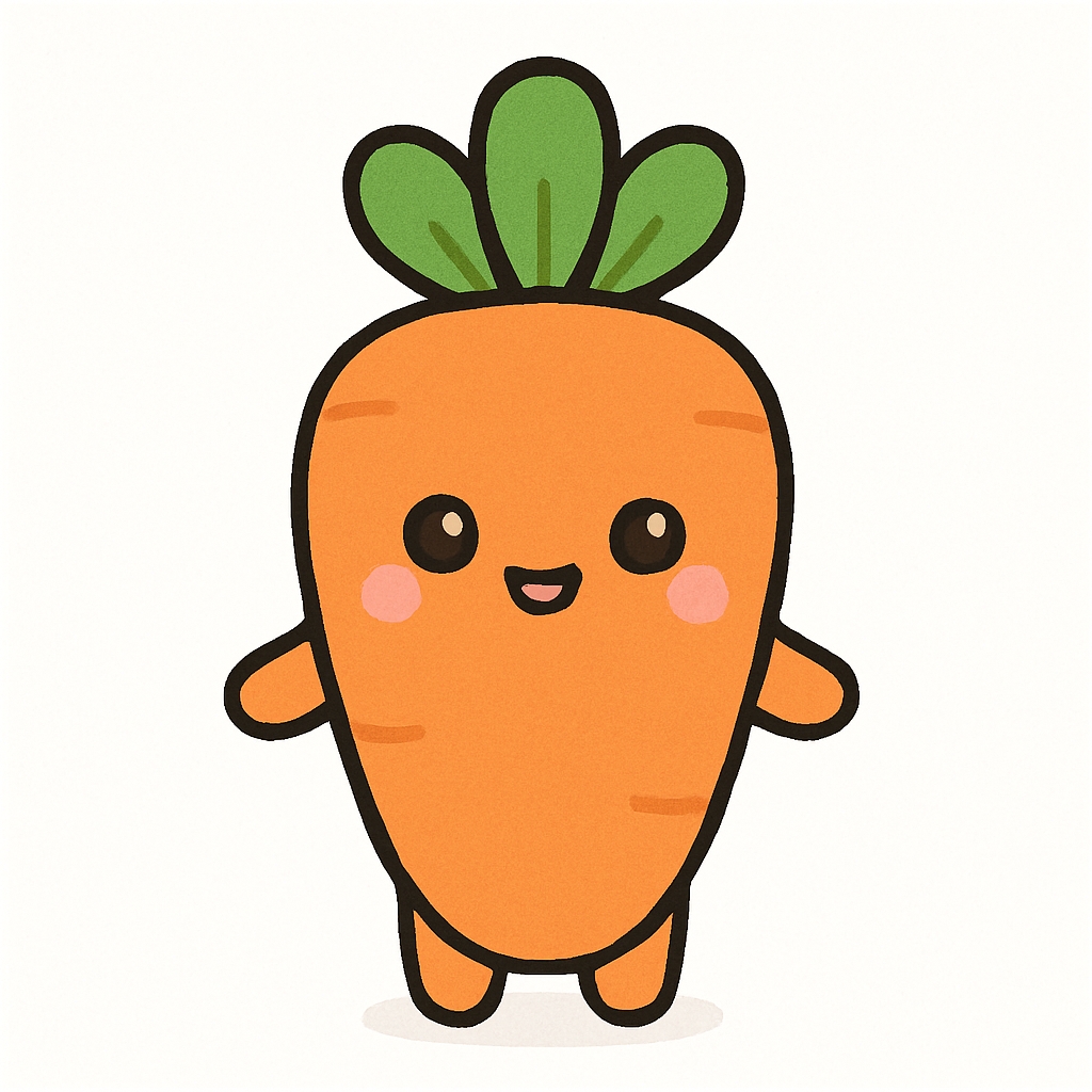 Cute Kawaii Carrot Character Illustration for Mug Design