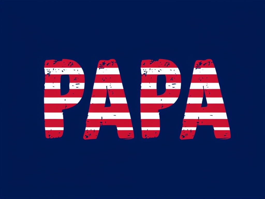 Patriotic Distressed 'PAPA' Text Graphic Design Hat