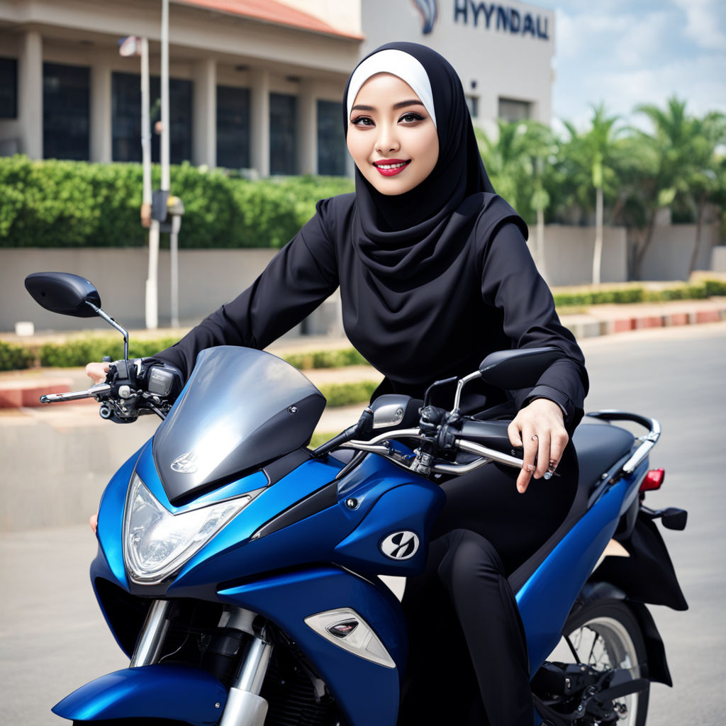 A beautiful hijab girl riding a Hyundai motorcycle by محمد اسدی ...