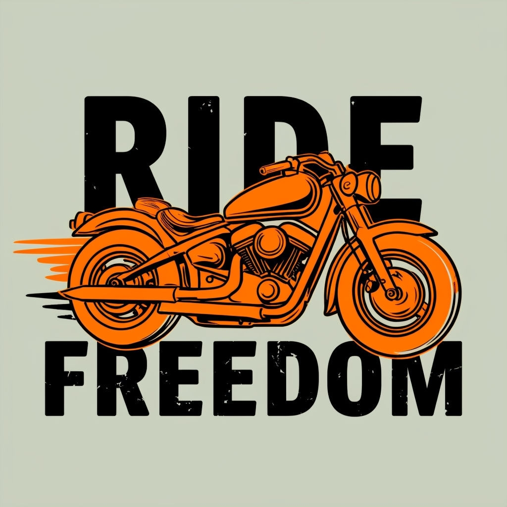 Vintage Orange Motorcycle Ride Freedom Graphic T-Shirt
