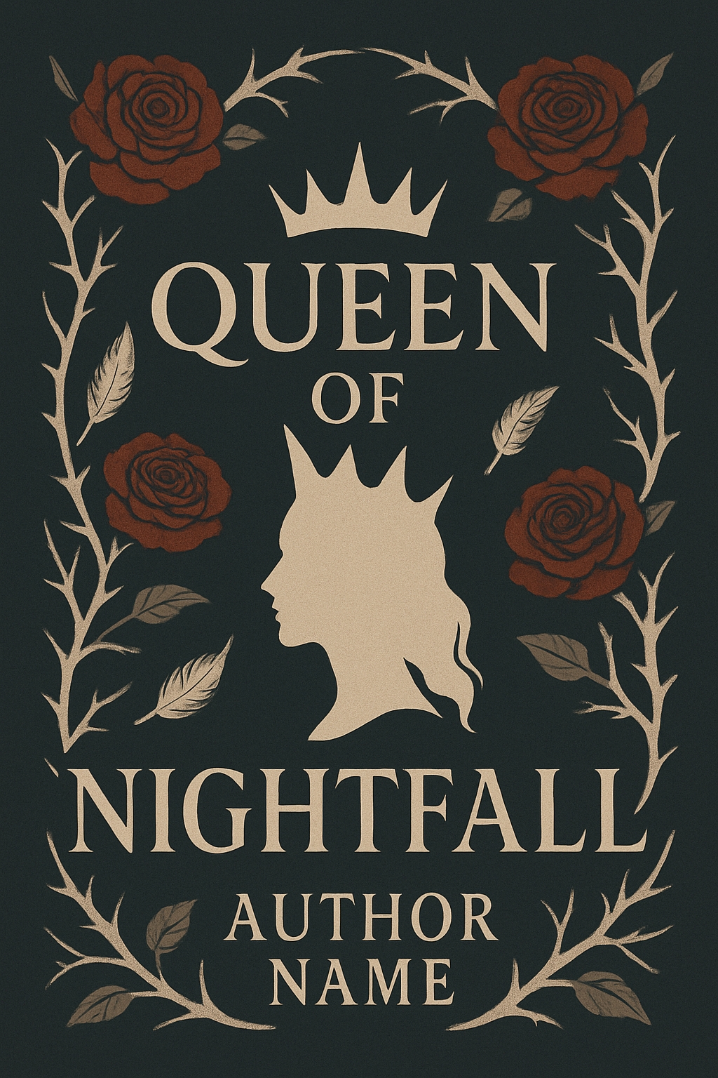 Elegant Queen of Nightfall Silhouette EBook Cover Design