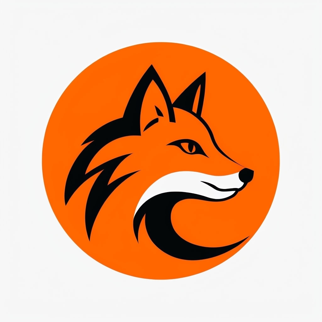 Vibrant Orange Circle Fox Logo Design with Minimalist Style