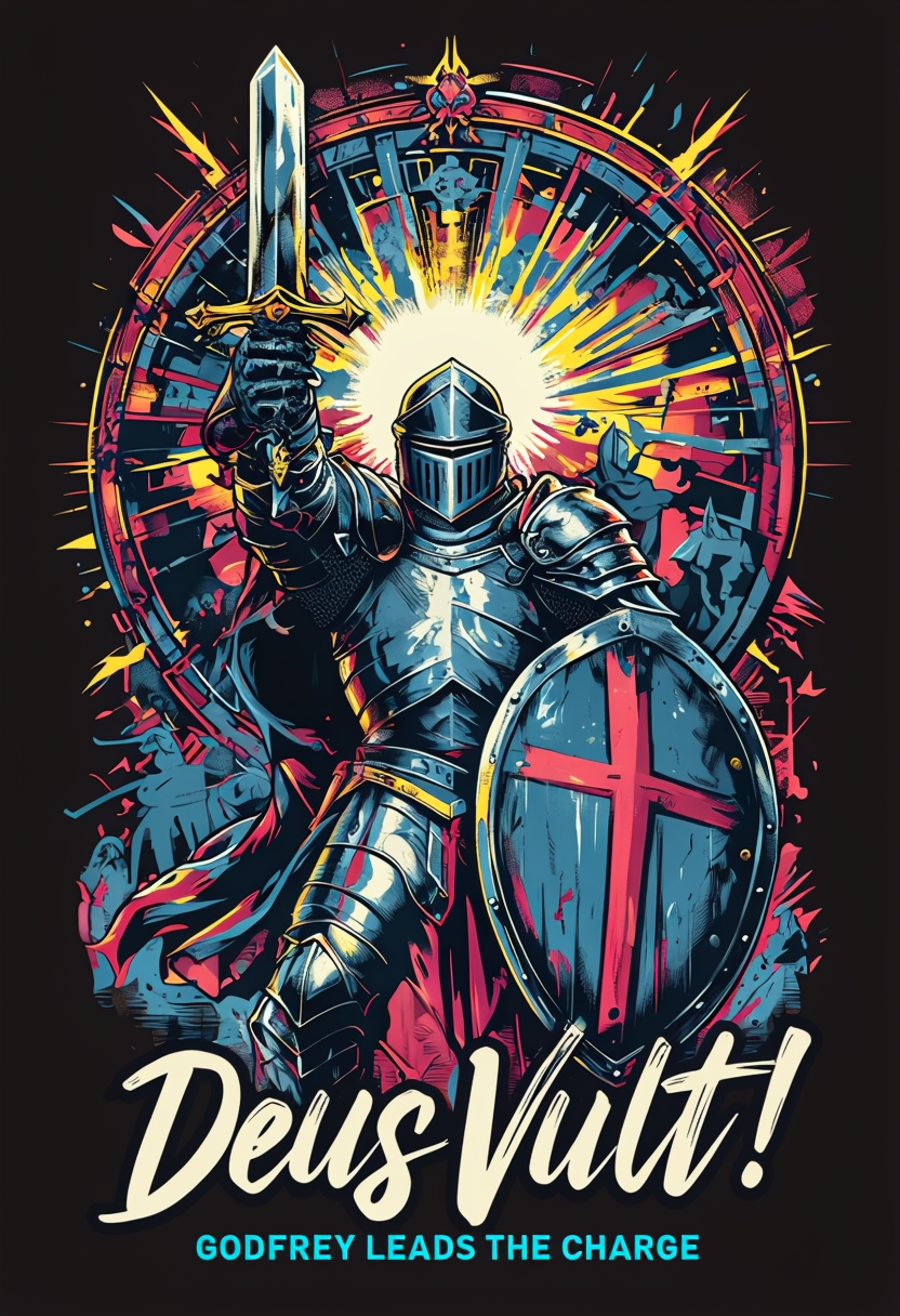 Heroic Knight in Full Armor Comic Book Illustration