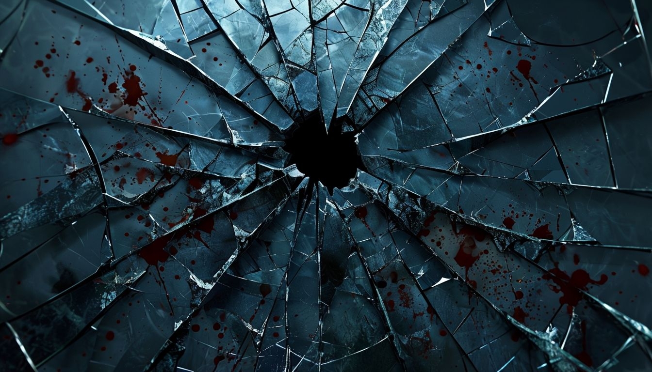 Shattered Glass with Blood Splatter Dramatic Virtual Background