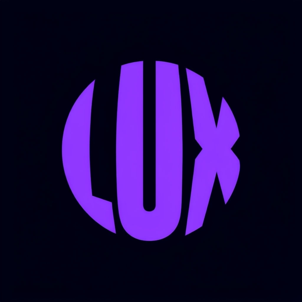 Elegant Neon Purple LUX Logo in Circular Design Monogram