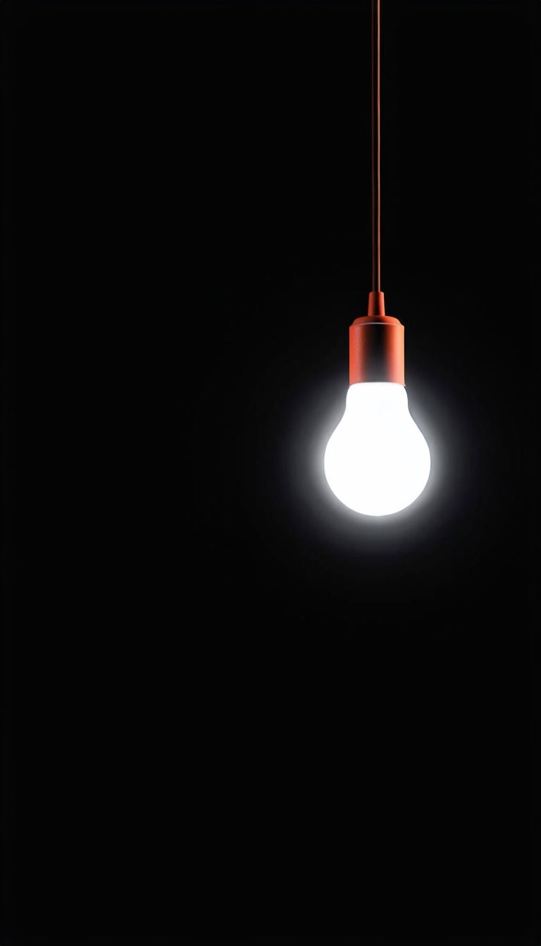 Minimalist Incandescent Light Bulb on Black Background Mobile Wallpaper