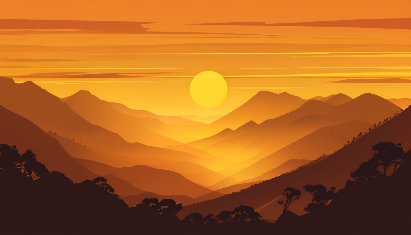 Tranquil Sunrise Over Mountain Landscape Virtual Background