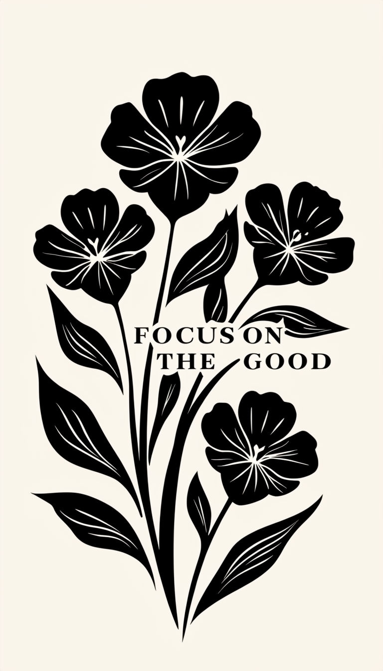 Minimalist Focus on the Good Floral Silhouettes Design Mobile Wallpaper