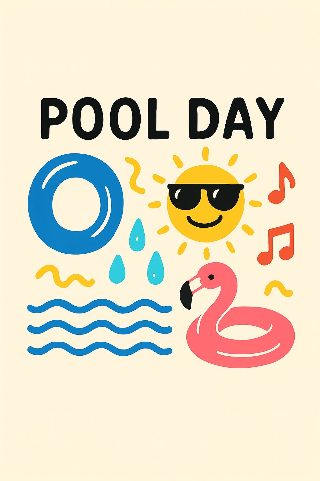 Playful Pool Day Cartoon Illustration for Summer Celebration Card