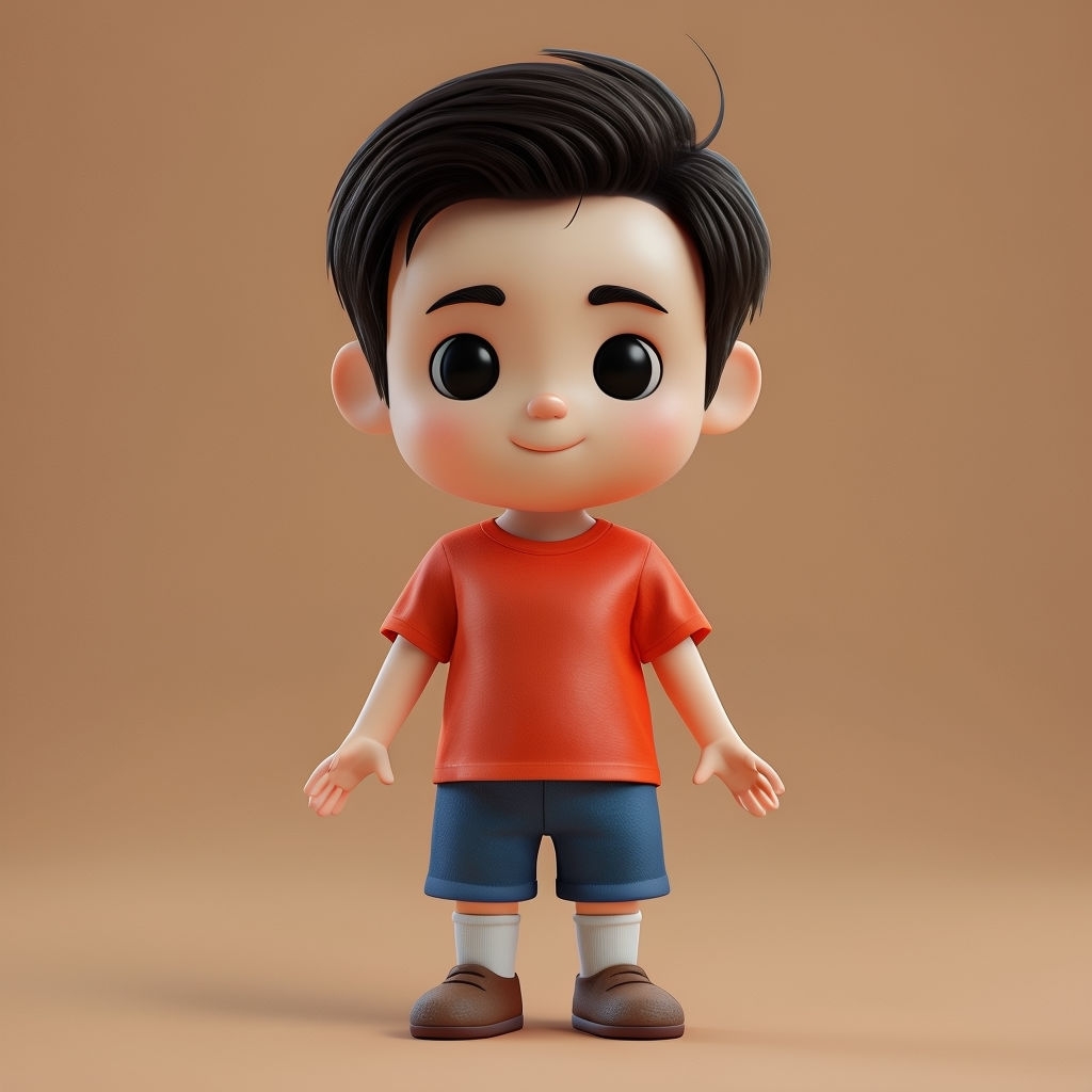 Cheerful Cartoon Chibi Character 3D Render Art