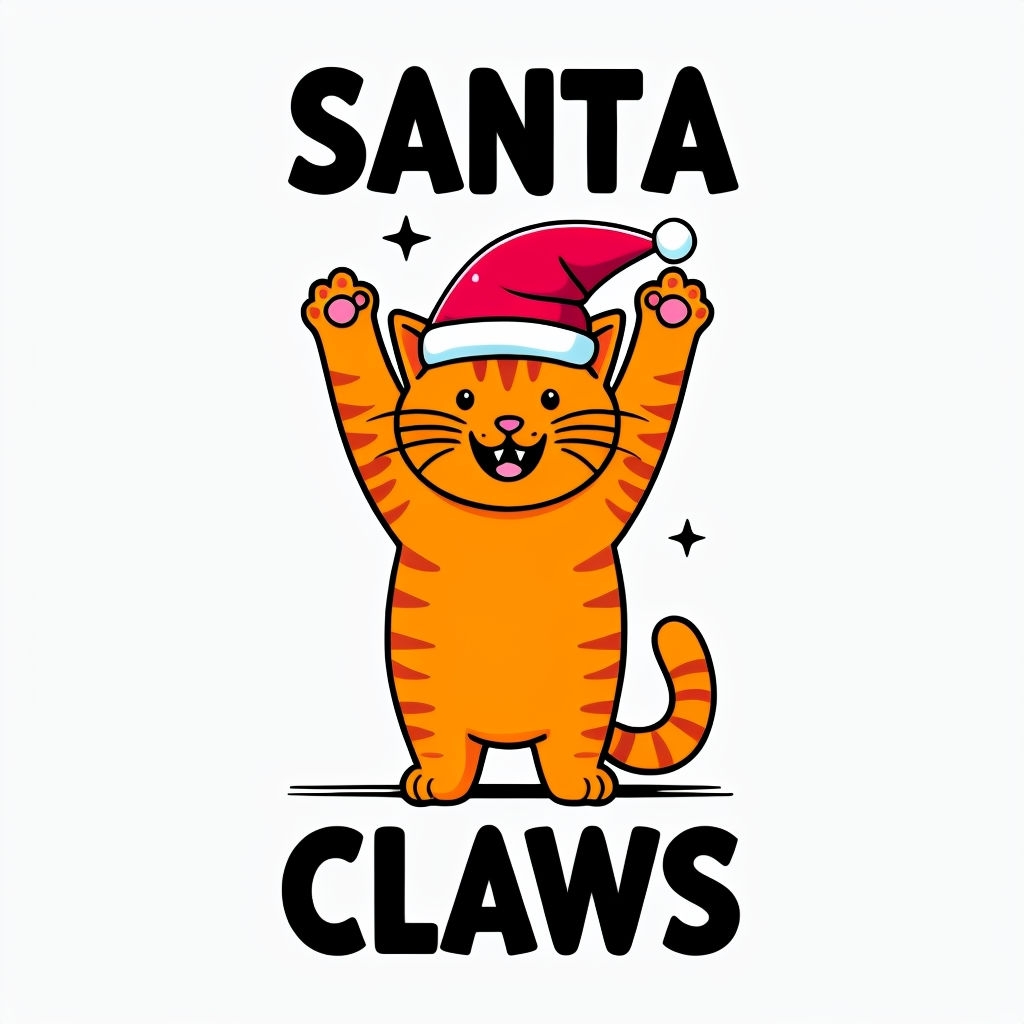 Cheerful Orange Tabby Cat Santa Illustration Mug