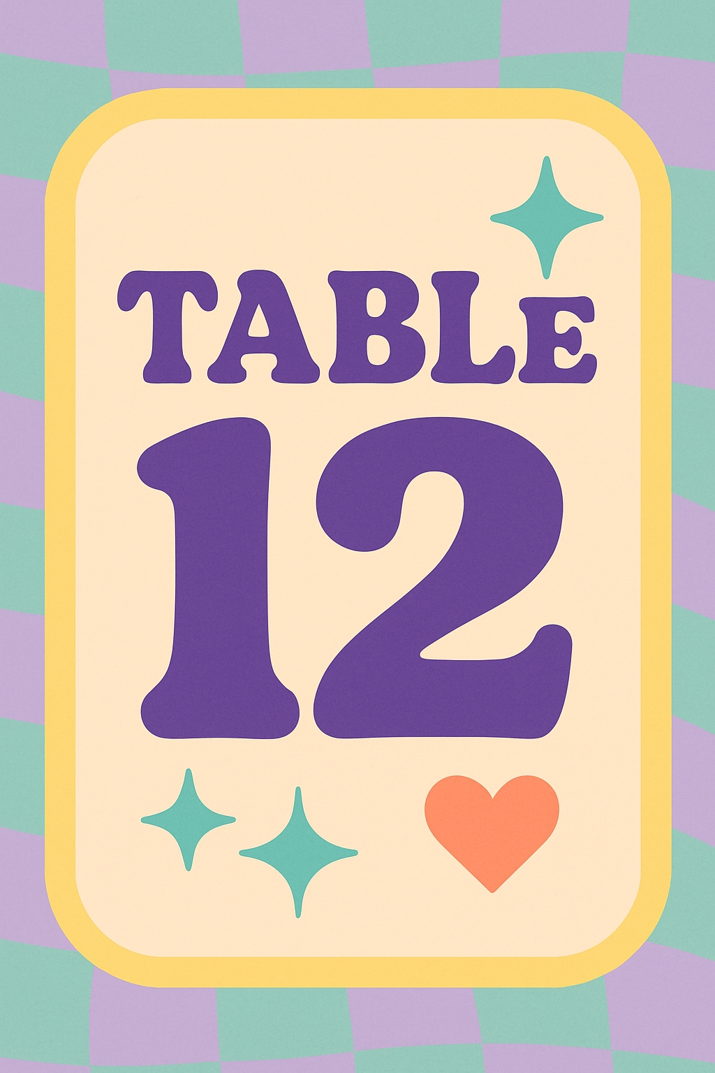 Playful Table 12 Graphic Design with Stars and Heart Event Sign