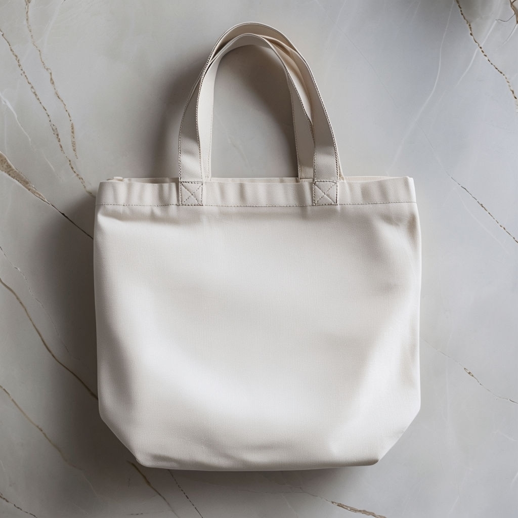 Minimalist Canvas Tote Bag Overhead Flat Lay Mockup