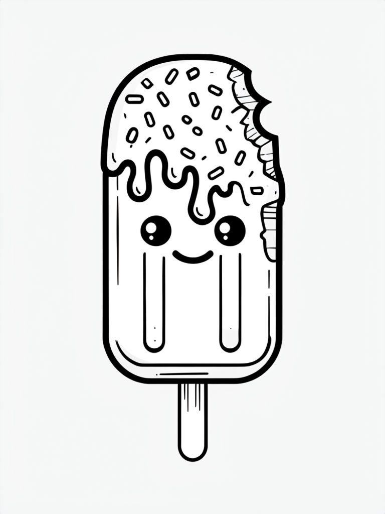 Cute Cartoon Anthropomorphic Ice Cream Popsicle Illustration Sticker