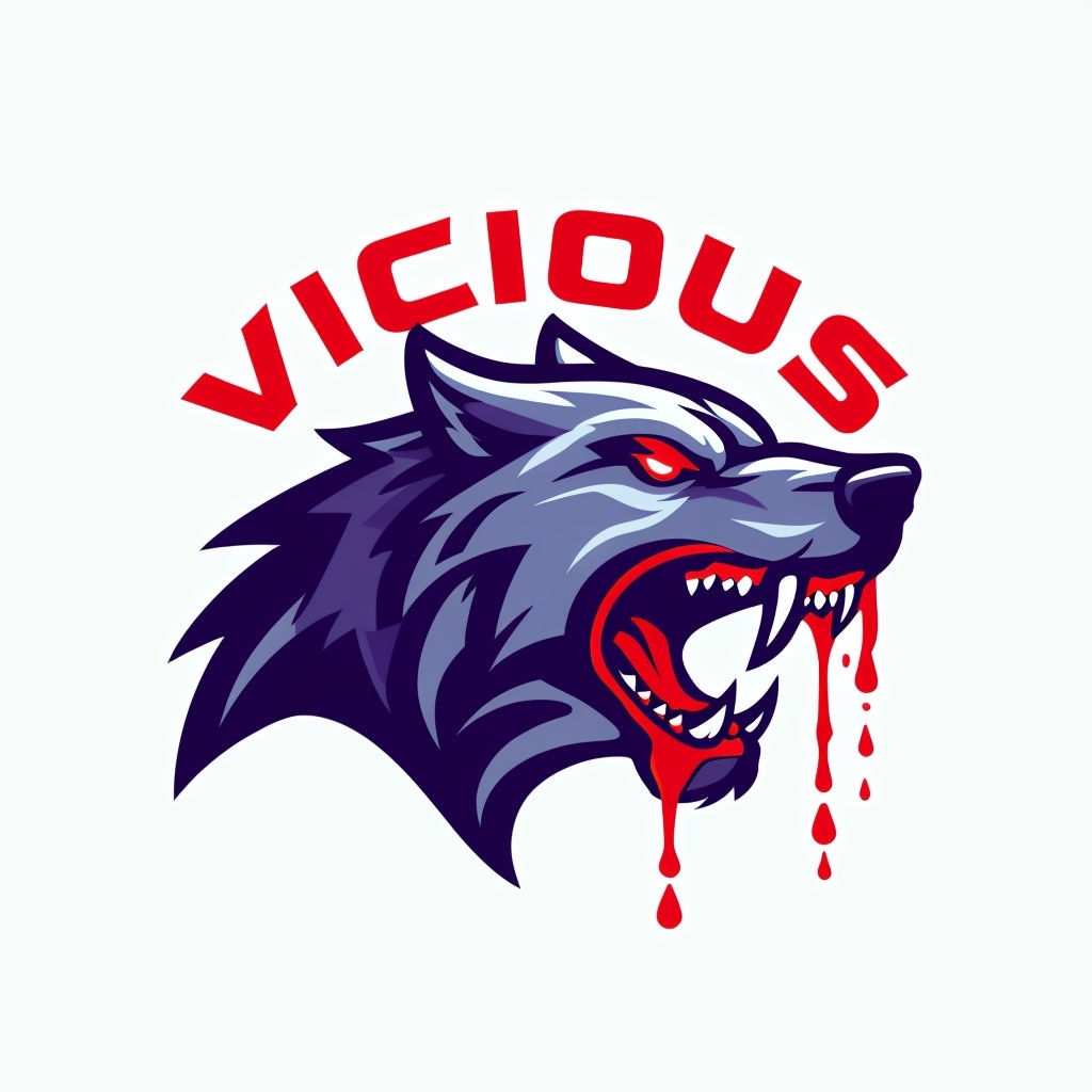 Vicious Snarling Wolf Head Icon with Dripping Blood Sticker