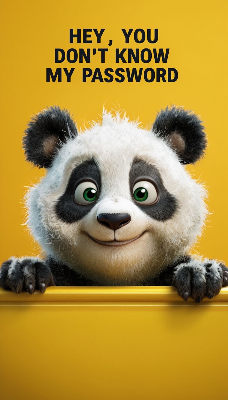 Cheerful Cartoon Panda Illustration with Humorous Quote Mobile Wallpaper