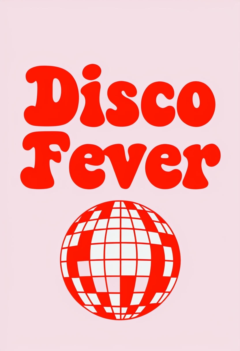 Disco Fever Retro Typography with Disco Ball Poster