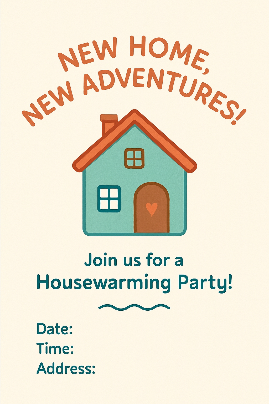 Minimalist Housewarming Party Invitation with Teal House Design Cards & Invites