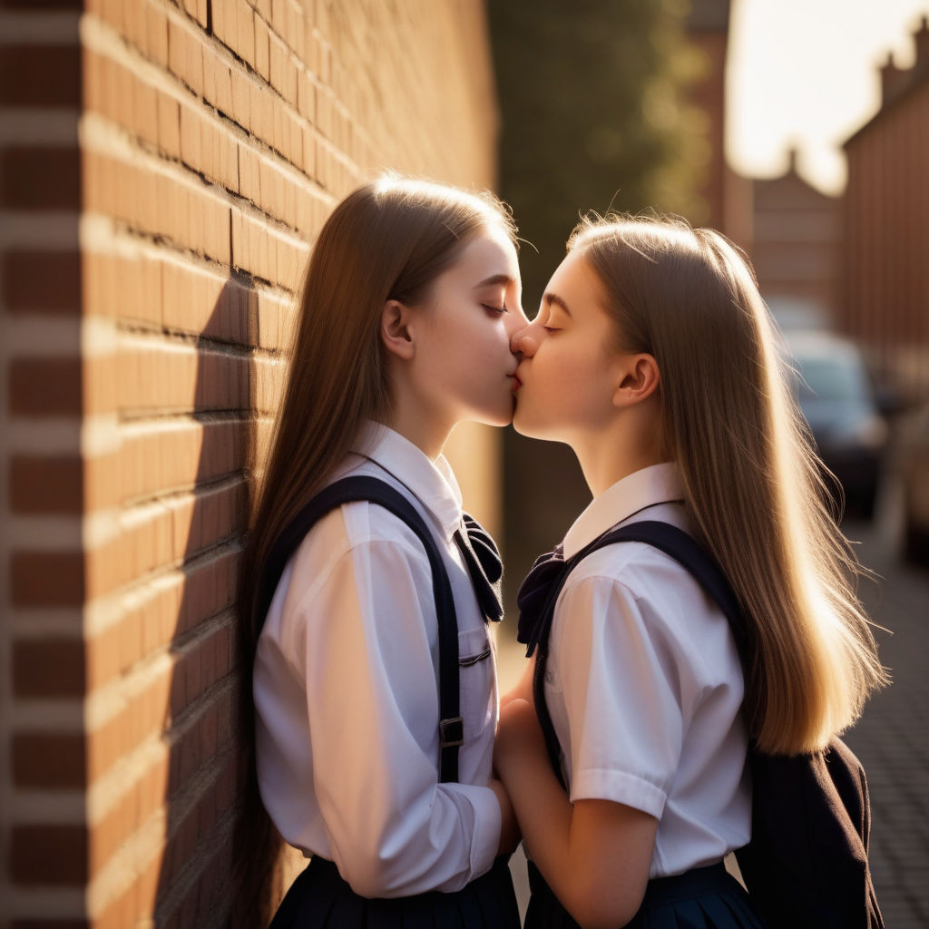 Two girls kissing