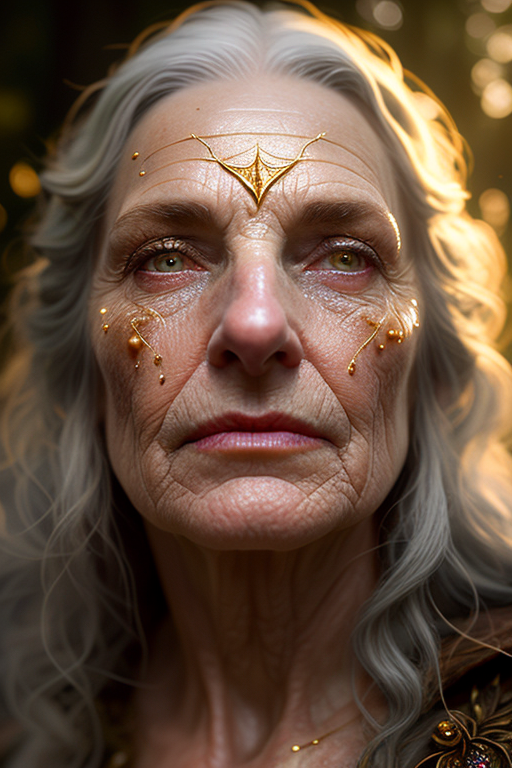 Creepy very old witch with a wart on her nose and wrinkly sk... by Ake ...