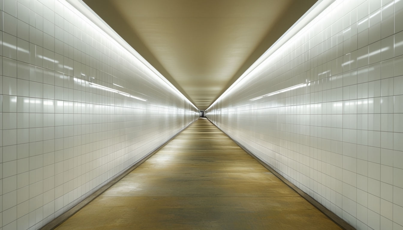 Symmetrical Tunnel Corridor with Modern Architectural Design Background