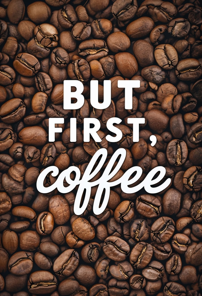 BUT FIRST Coffee Motivational Poster with Roasted Coffee Beans