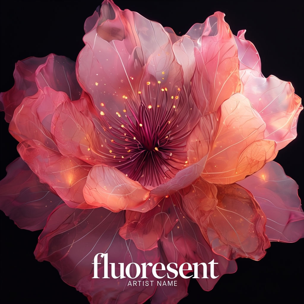 Vibrant Abstract Flower Artwork with Glowing Petals for Music Spotify Album Cover