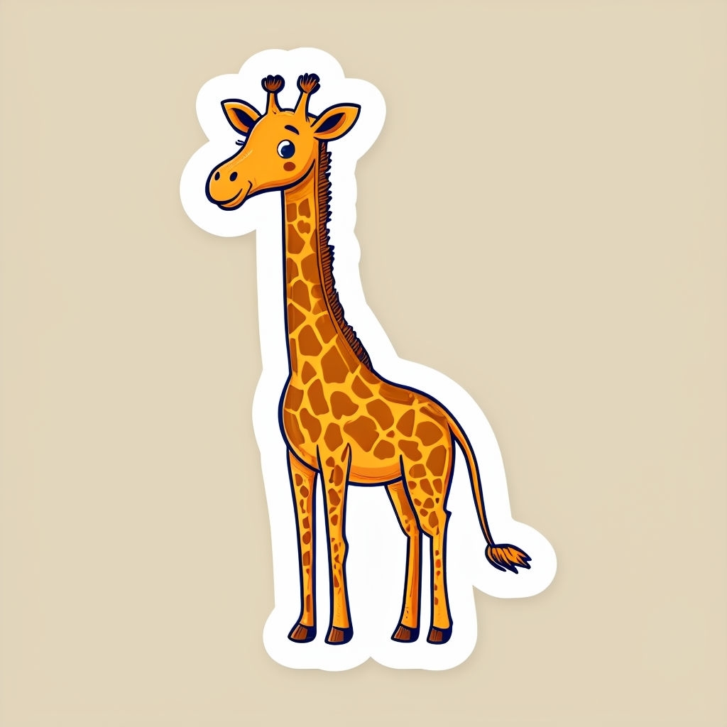 Playful Cartoon Giraffe Sticker Design for Kids