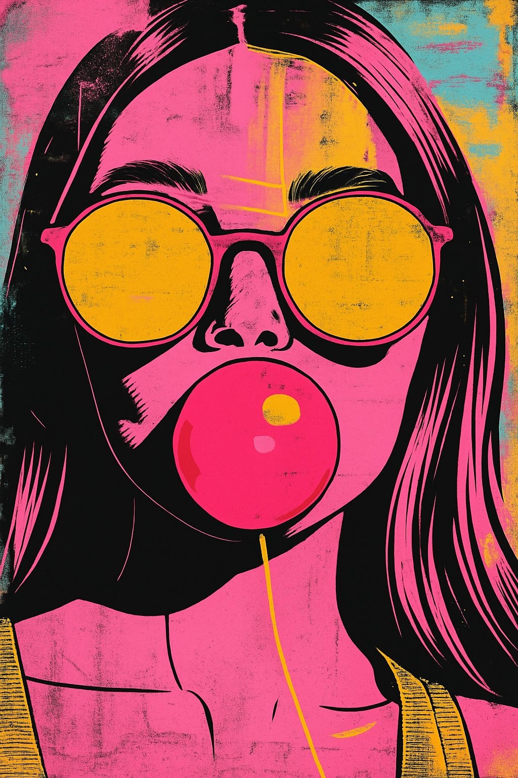Vibrant Pop Art Woman Portrait with Sunglasses T-Shirt