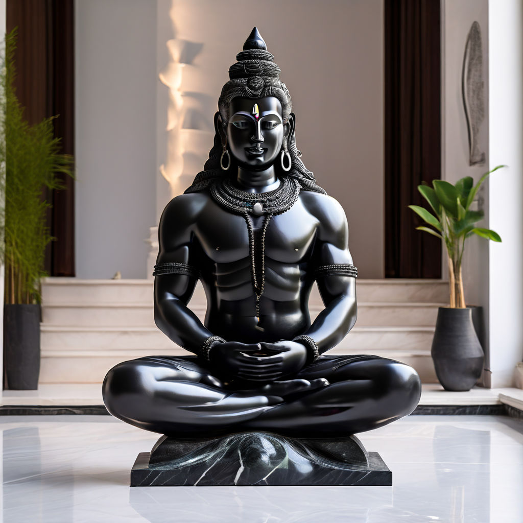 Indian black marble sculpture of lord shiva shivling in abst... by Jai ...