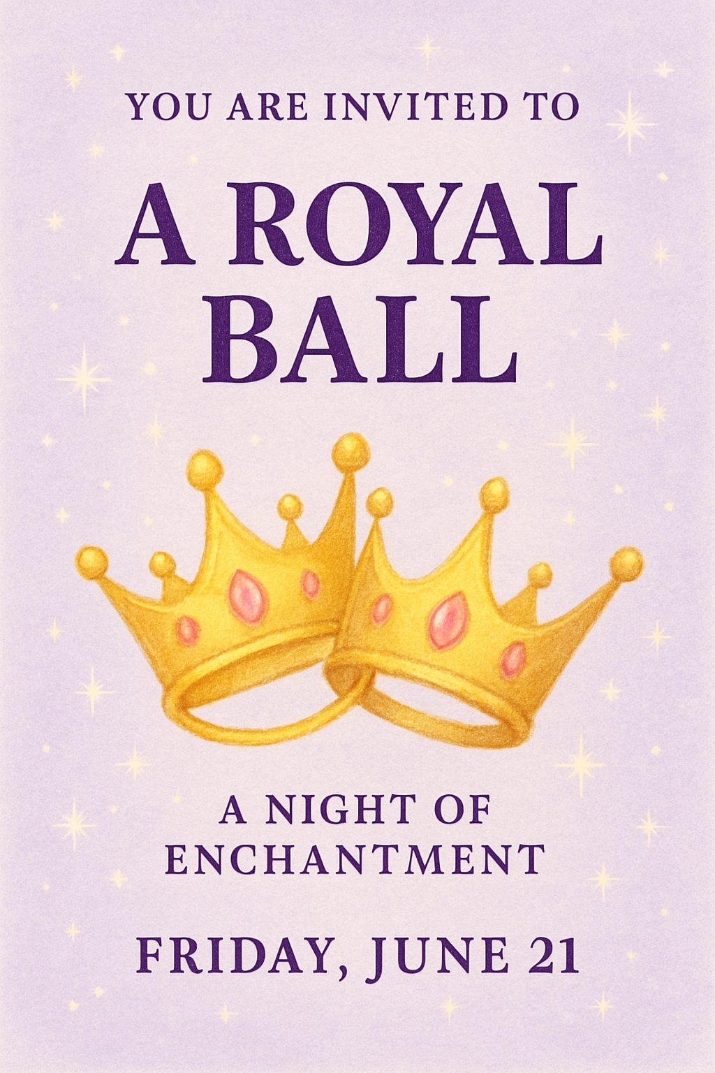 Elegant Royal Ball Invitation Poster with Golden Crowns Design Cards & Invites