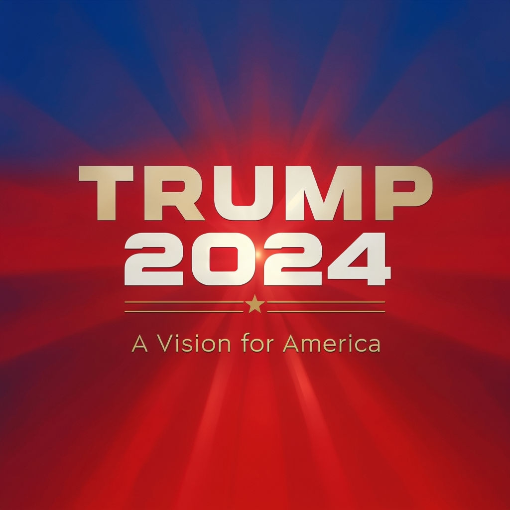 Patriotic Trump 2024 Social Media Graphic with Bold Colors and Optimistic Message Social Media Post