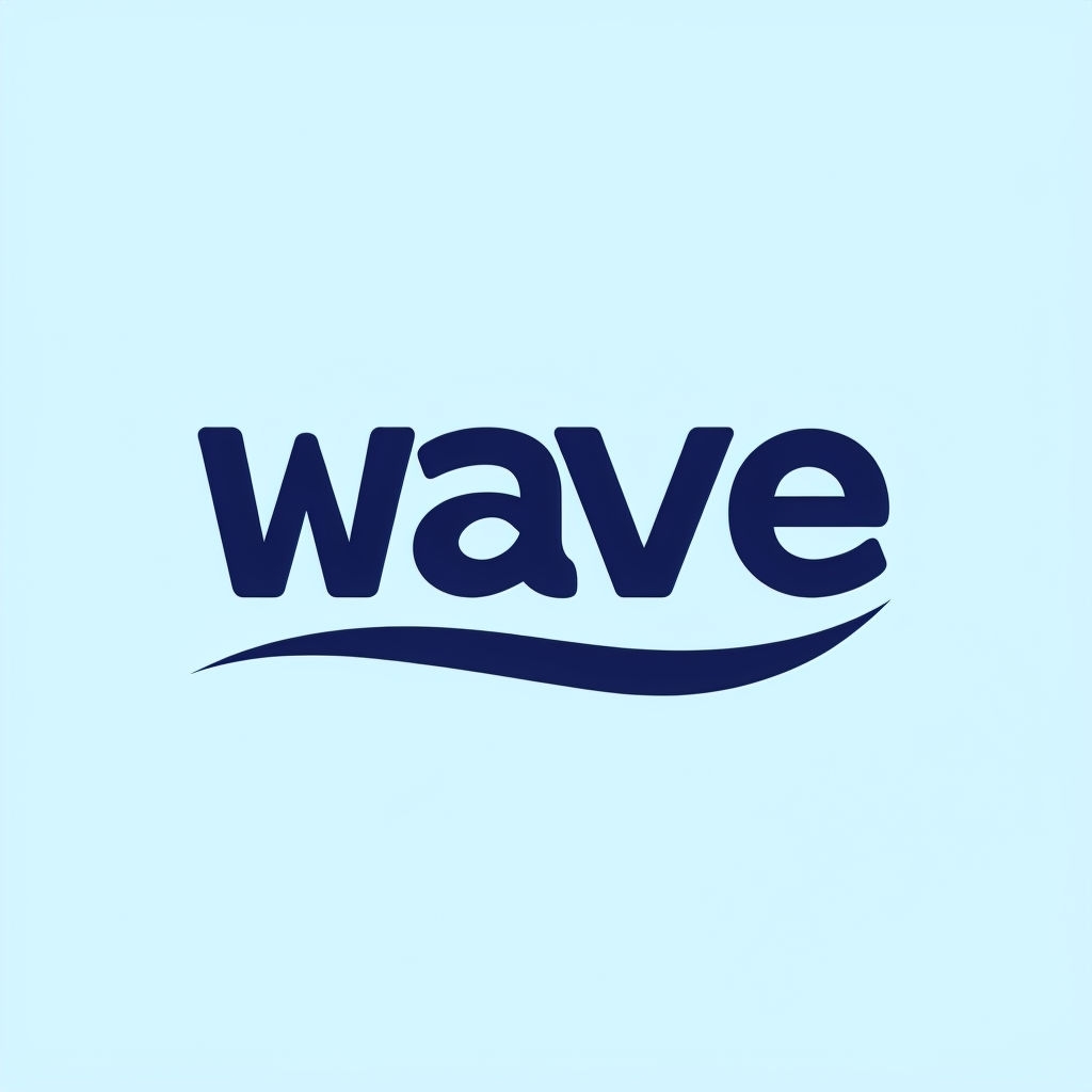 Minimalist Wave Design with Bold Text on Soft Blue Background Logo