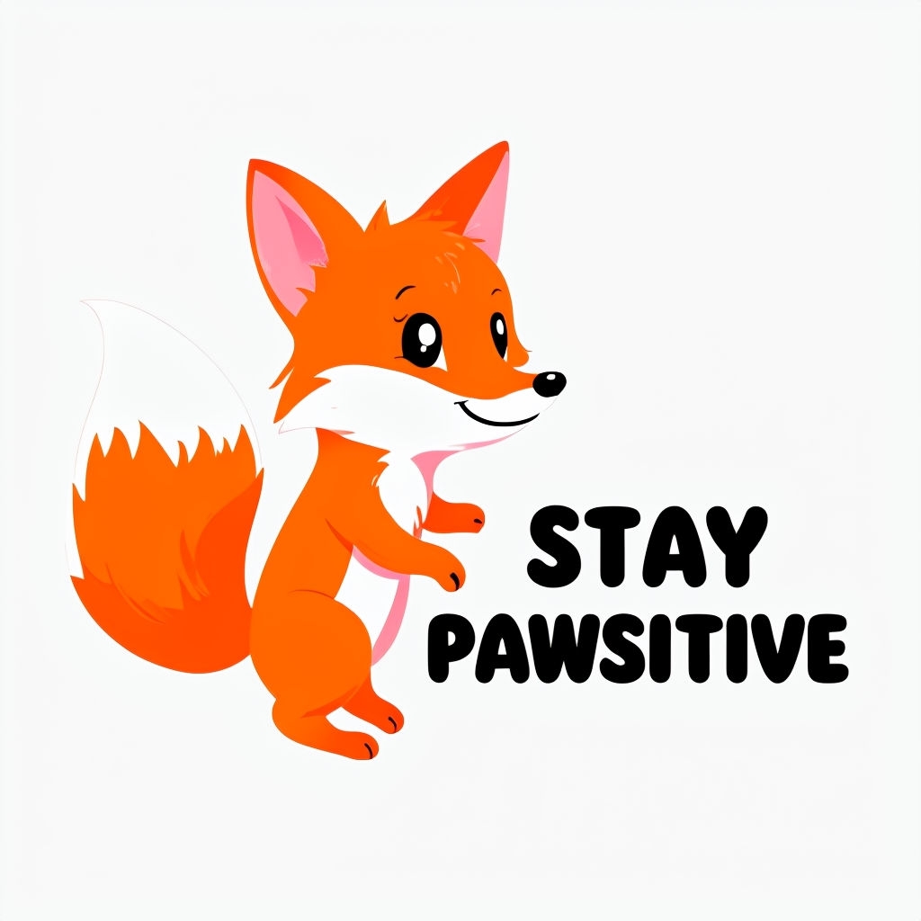 Cute Fox Stay Pawsitive Cartoon Sticker