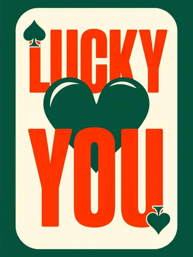 Cheerful Lucky You Graphic Design with Vintage Card Aesthetic Poster