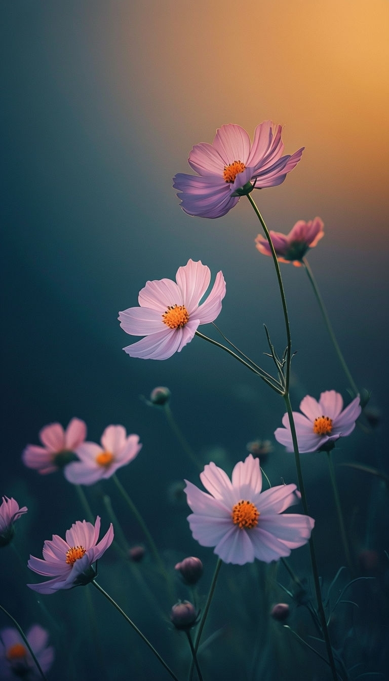 Serene Cosmos Flowers Close-Up Photography Phone Case Cover