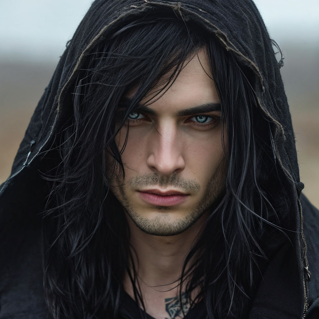 A male with long black hair