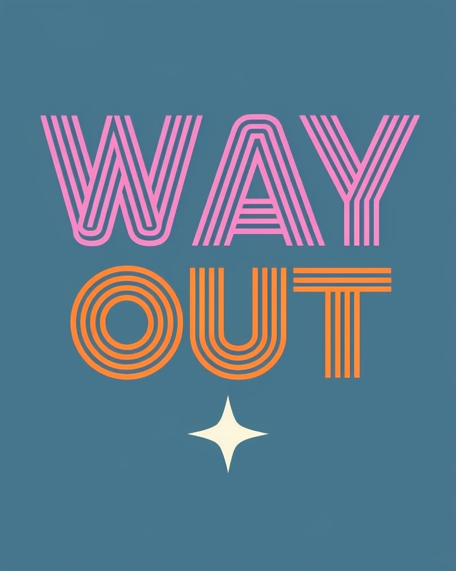 Minimalist Retro Typography Way Out T-Shirt