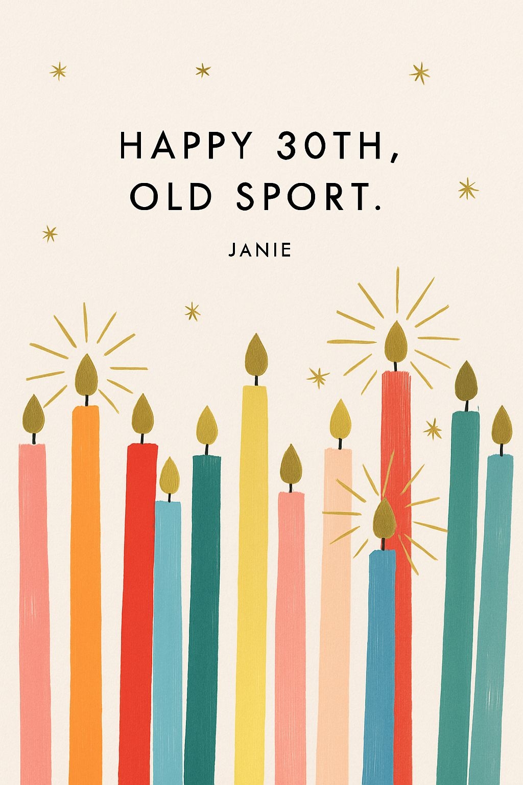 Vibrant 30th Birthday Candles Celebration Card Design Cards & Invites