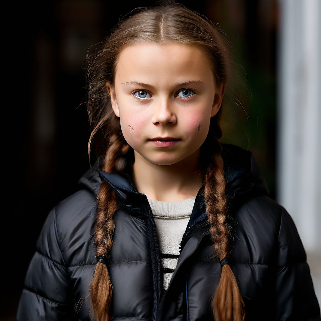 Greta Thunberg chubby huge boobs in jeans and heels