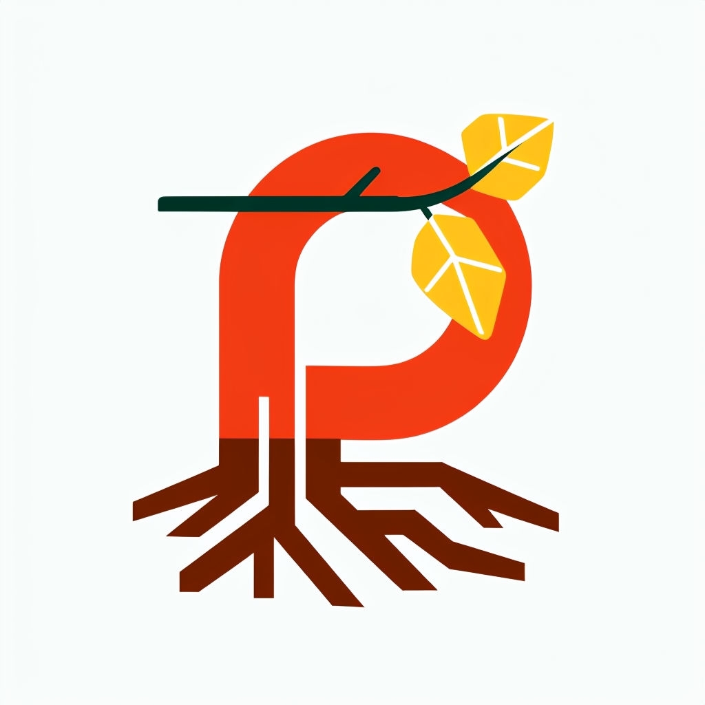 Bold Red Nature-Inspired Letter P Graphic Design Monogram