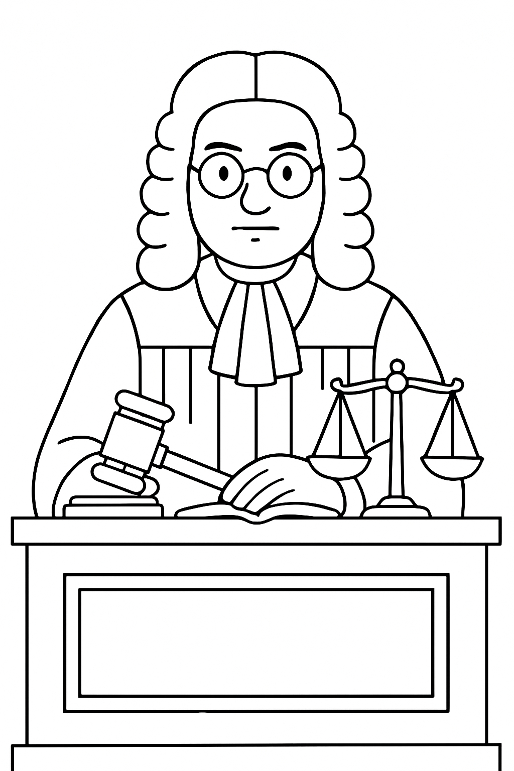 Elegant Judge Illustration for Legal Coloring Book Pages