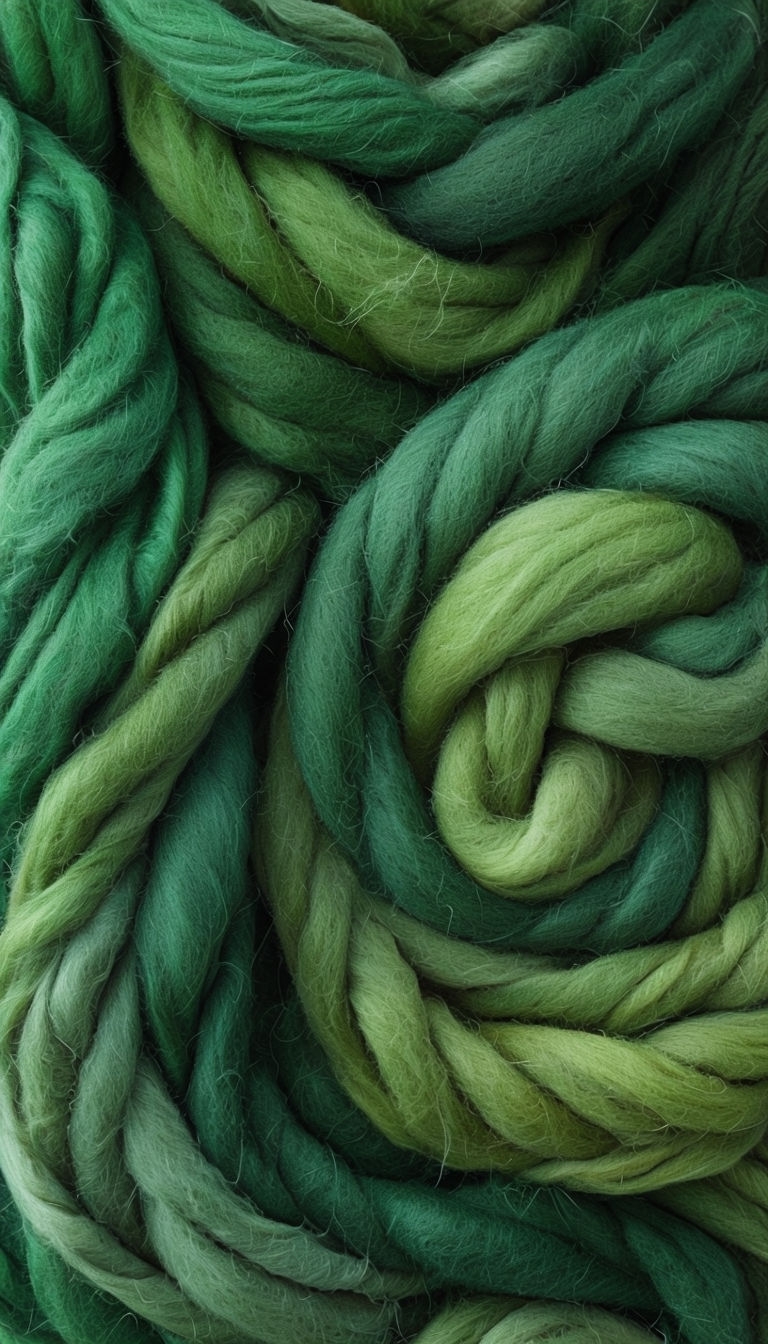 Intertwined Green Wool Bundles Close-Up Photography Mobile Wallpaper