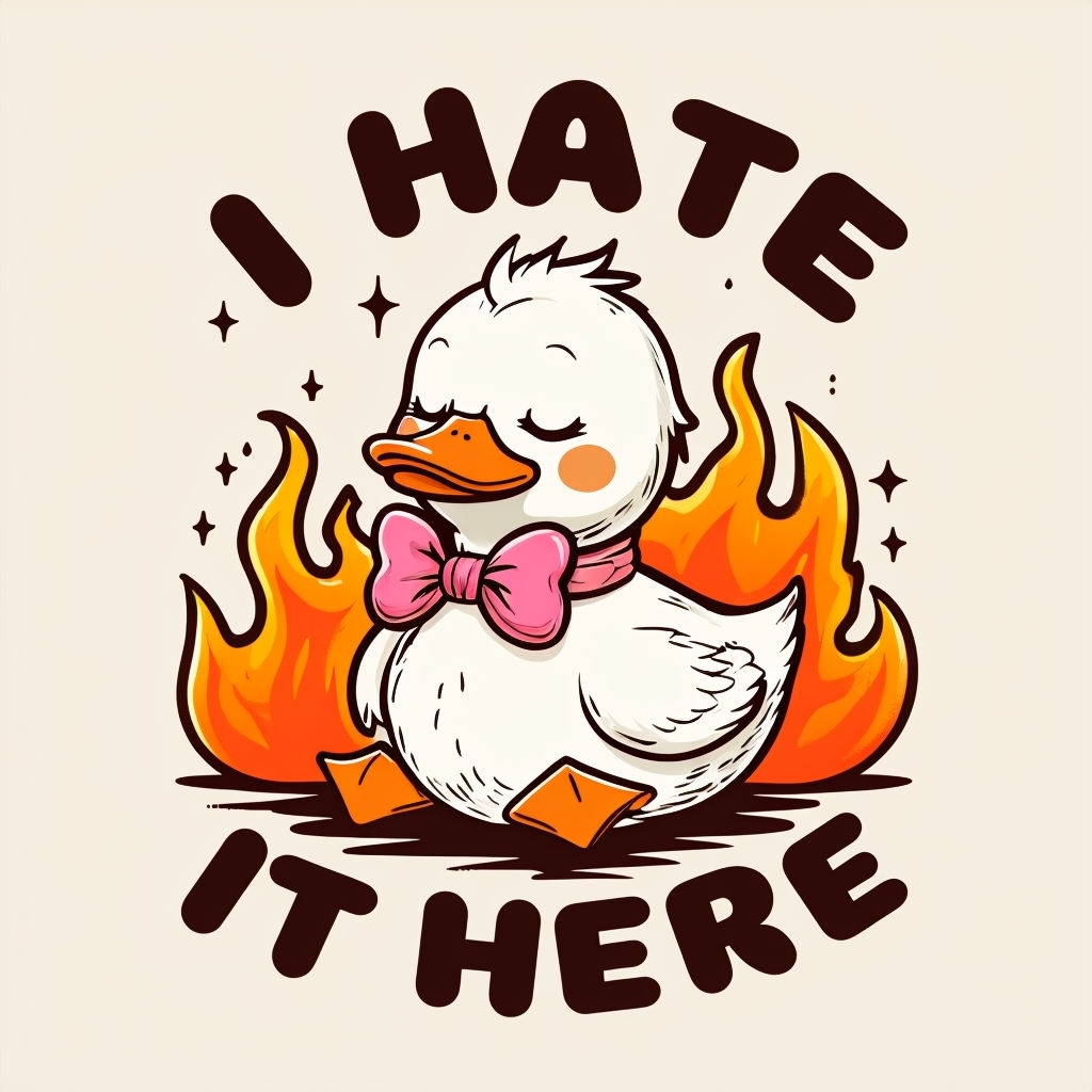 Content White Duck Surrounded by Flames T-shirt