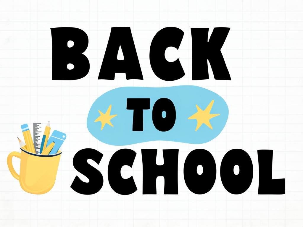 Cheerful Back to School Graphic with Supplies and Stars Poster