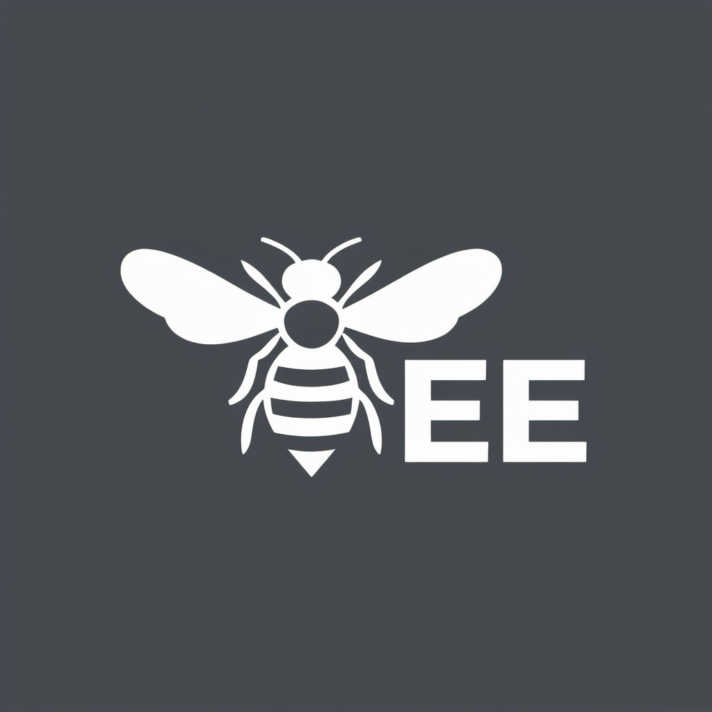 Minimalist Bee Logo Design with Integrated Typography on Dark Gray Background