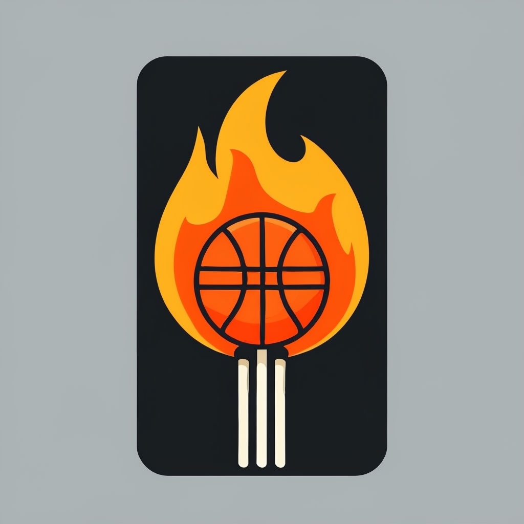 Minimalist Matchstick and Basketball Flame Design Sticker
